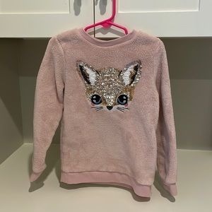 Fluffy sweatshirt with sequin baby deer face, 5T-6